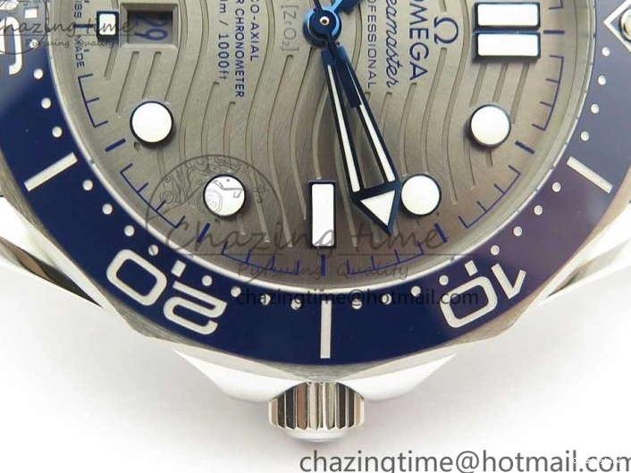 0113 Effortless 2018 Seamaster Diver 300M OMF Best Edition Blue Ceramic Gray Dial on SS Bracelet A8800 (Black Balance Wheel) 7958